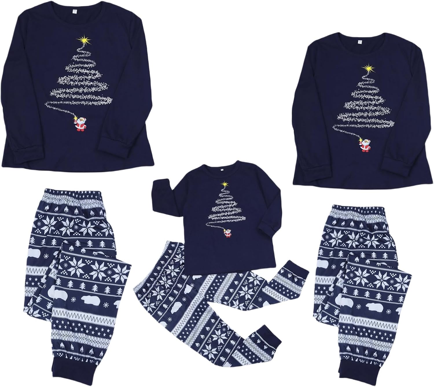 Pijamas de Navidad a juego para la familia, conjuntos de pijamas de alce, Papá Noel, árbol de Navidad, lindo y divertido juego de pijamas de Navidad