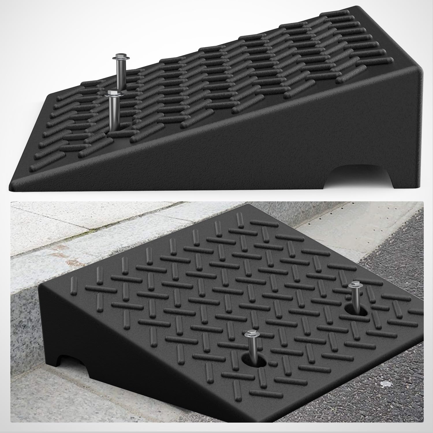 Nilight Rampas de goma para bordillos, rampa de umbral de goma resistente de 4.3 pulgadas, rampas portátiles de entrada para autos, sillas de
