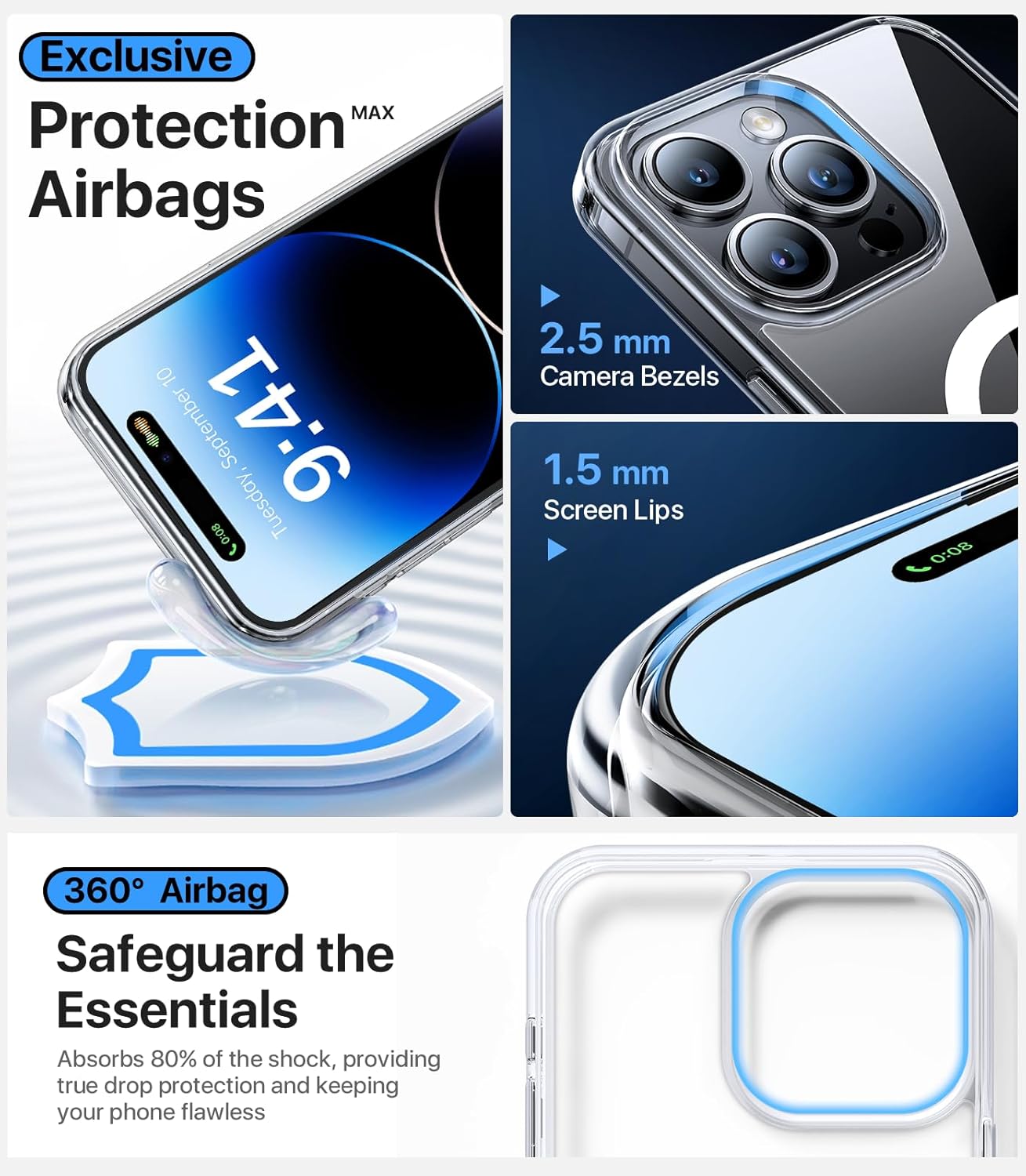 Funda magnética para iPhone 12 Pro Max, nunca amarilla compatible con MagSafe Protección militar contra caídas de 10 pies, a prueba de golpes,