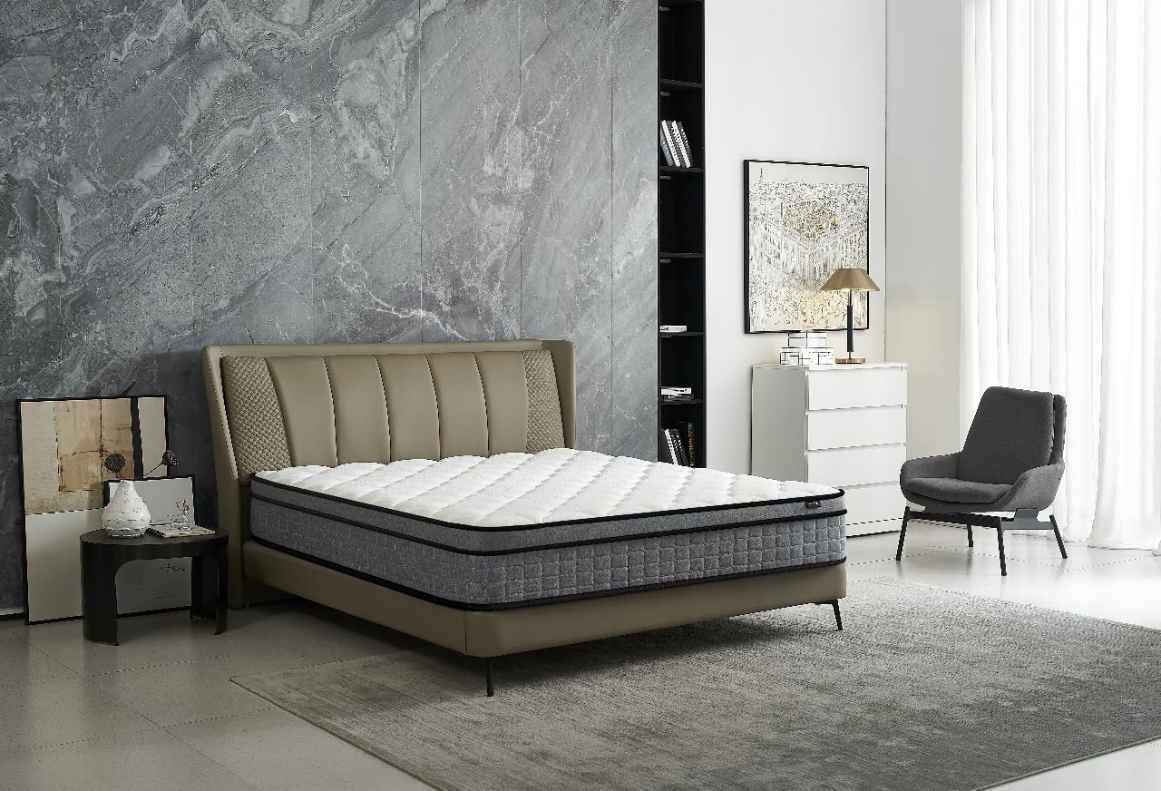 Container Furniture Direct Colchón híbrido tamaño Queen de 12 pulgadas en una caja, cojín de cama con espuma viscoelástica con infusión de gel,