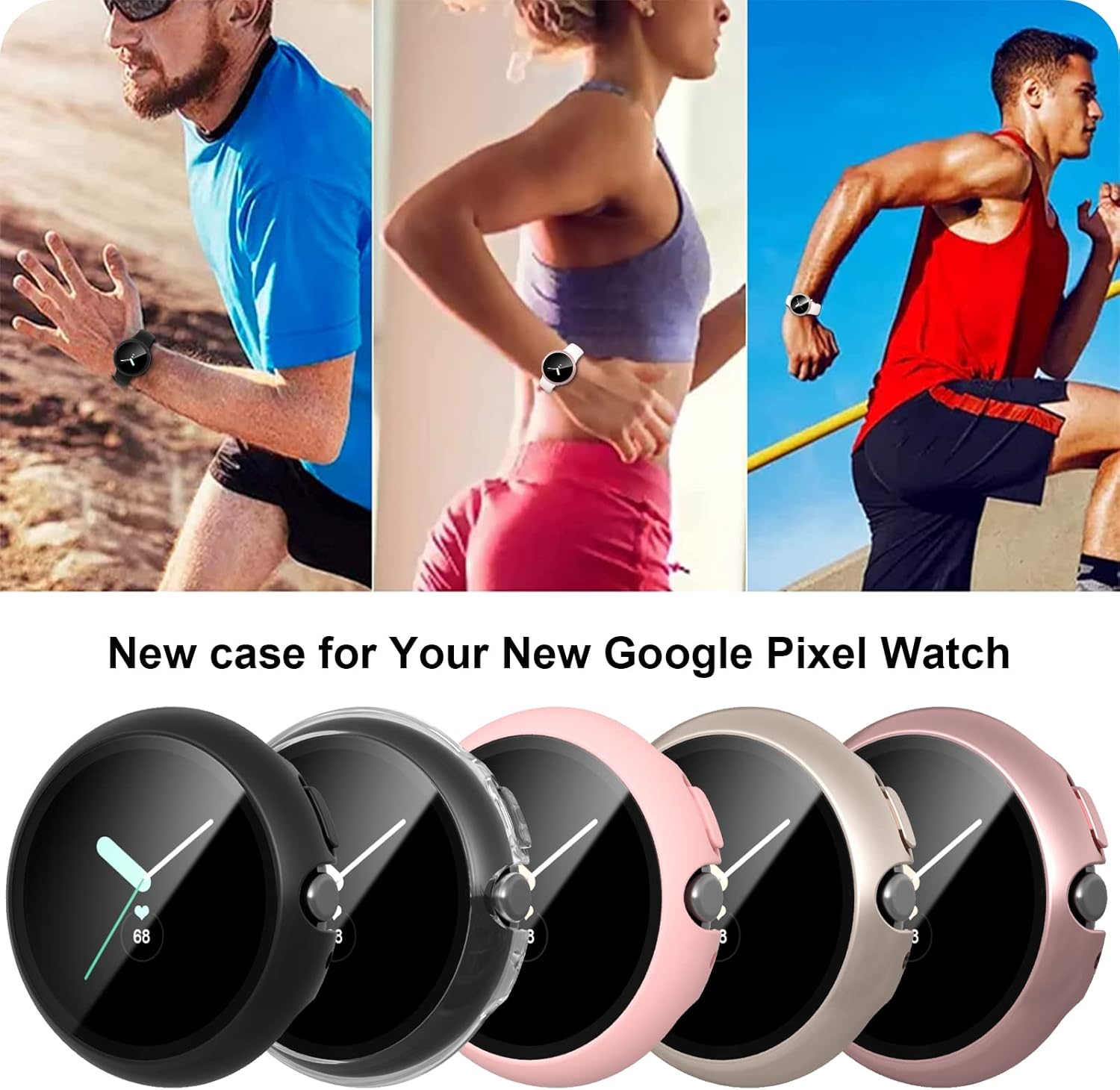 JZK – Juego de 2 fundas protectoras de pantalla para Google Pixel Watch 2 (2023), protector de pantalla de cristal, resistente a los arañazos,
