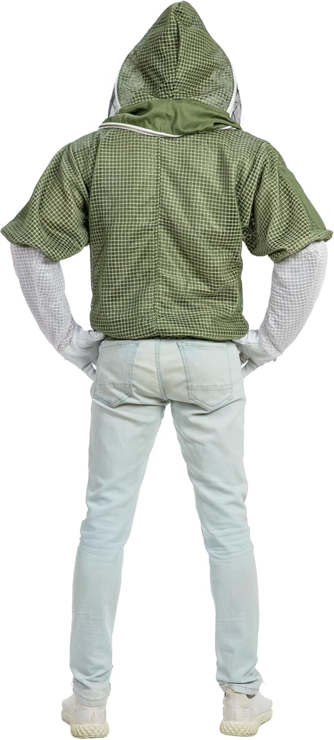 — Chaqueta ventilada de apicultura de 3 capas de protección completa para apicultores con velo de esgrima (XL, verde oliva)