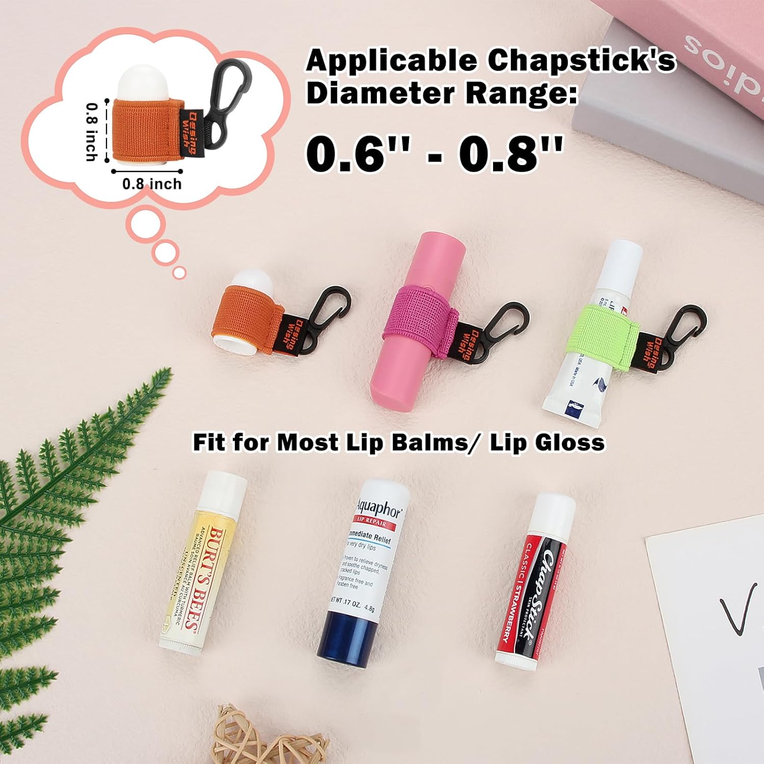 Desing Wish 3 piezas de mini lápiz labial para llavero de manga elástica para bálsamos labialesbrillo labiallápices labiales, fundas para bálsamo