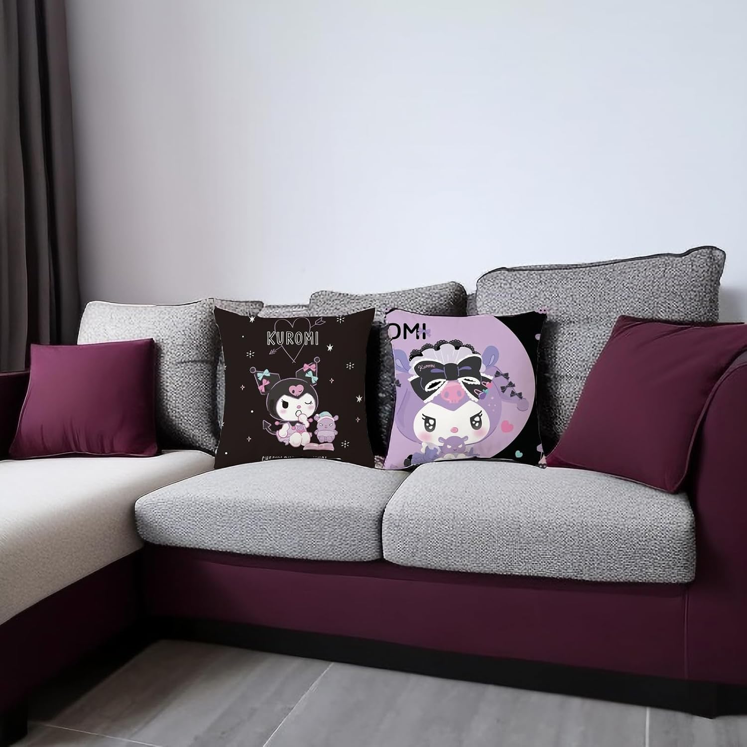 Educatgame Juego de 4 fundas de almohada Kawaii decorativas de anime de dibujos animados para cama y sofásofá, fundas de almohada de 18 x 18