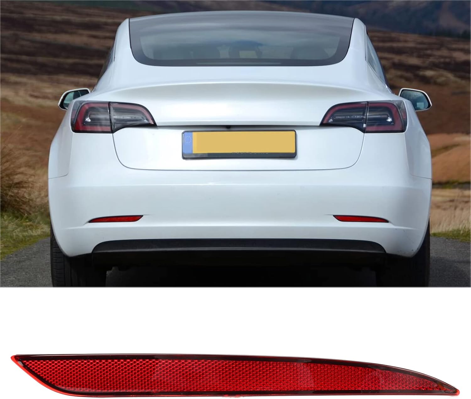 Reflector de parachoques trasero para Tesla Model 3 2017 a 2023, lente roja, luz reflectora trasera de automóvil, repuesto de luces de parachoques