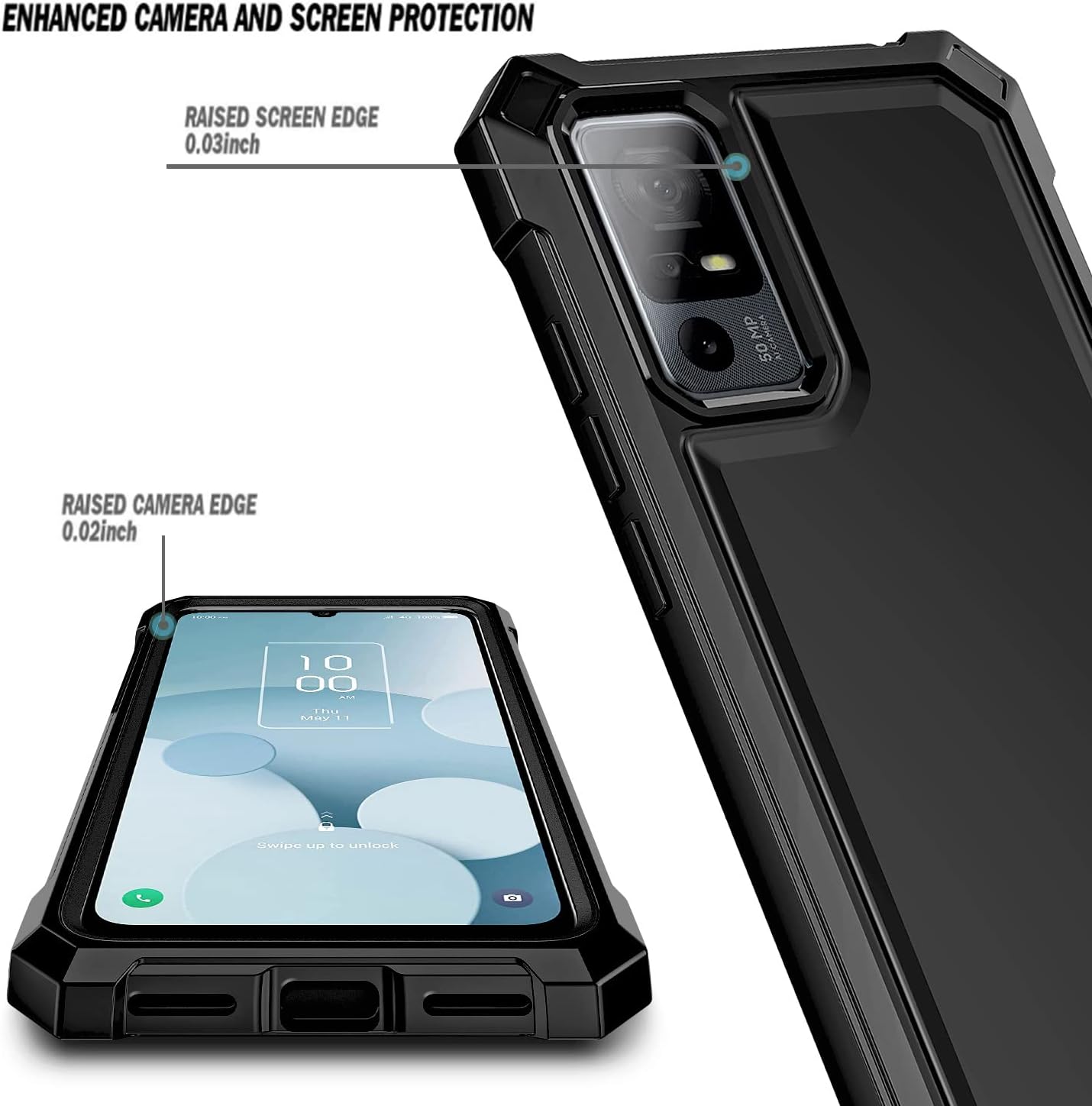 NZND Funda compatible con TCL 40 XE 5GTCL 40 X 5G con protector de pantalla incorporado, cubierta protectora de cuerpo completo a prueba de golpes,