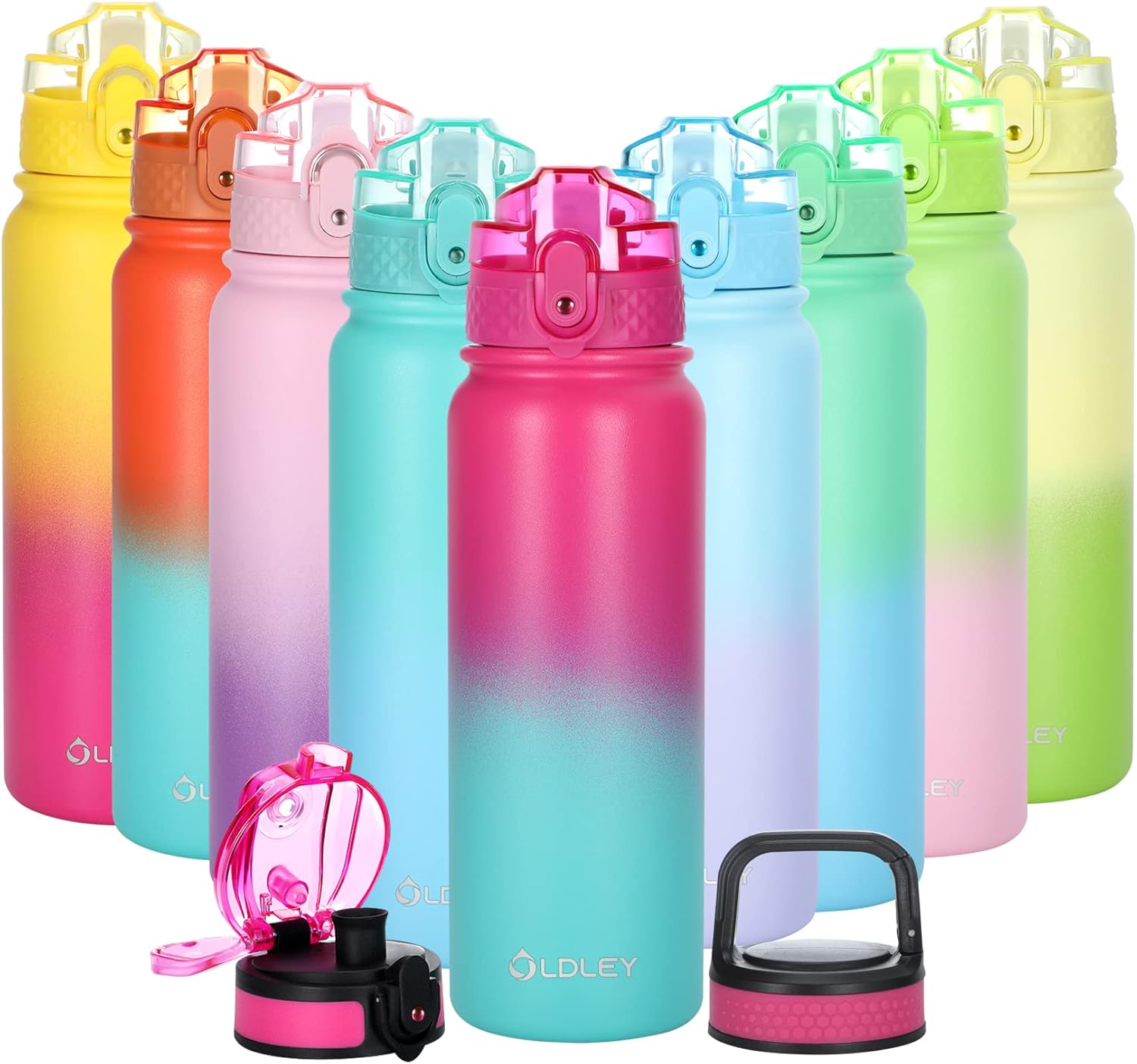Botella de agua de acero inox de doble pared aislada al vacío pniños, 20 oz, a prueba de fugassudor, 3 tapas cpajillapicoboca ancha, apertura de 1