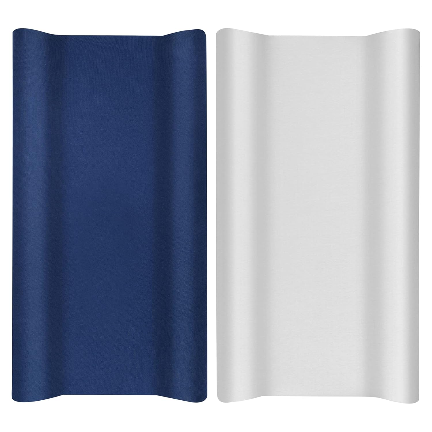 TILLYOU Juego de fundas para cambiador en material de jersey suave, se adapta a almohadillas contorneadas de 32″34×16″ para bebés, azul marino y