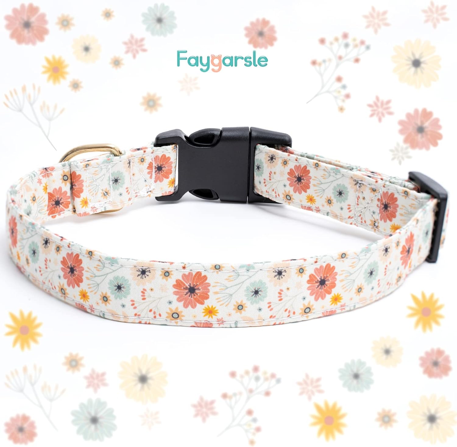 Faygarsle Collar de algodón para perros de diseño de flores, para hembras pequeñas, medianas y grandes, con dijes de flores, XS