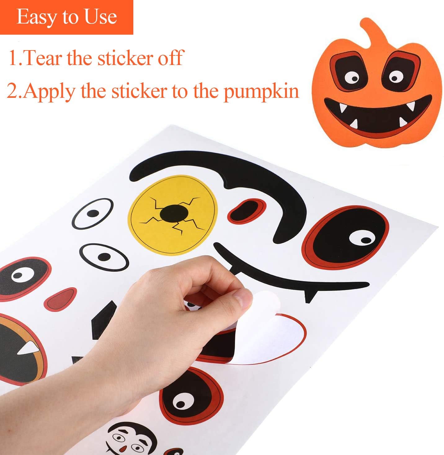 32 piezas de calabaza de espuma de Halloween y calcomanías de calabaza para Halloween, niños, manualidades, fiesta, dulce o truco, decoraciones de
