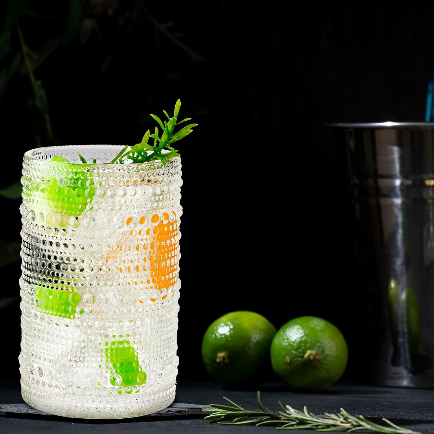 Yinder Hobnail – Vasos para beber de 13 onzas, suministros para fiesta de boda, cristalería vintage en relieve, vasos de regalo de graduación con