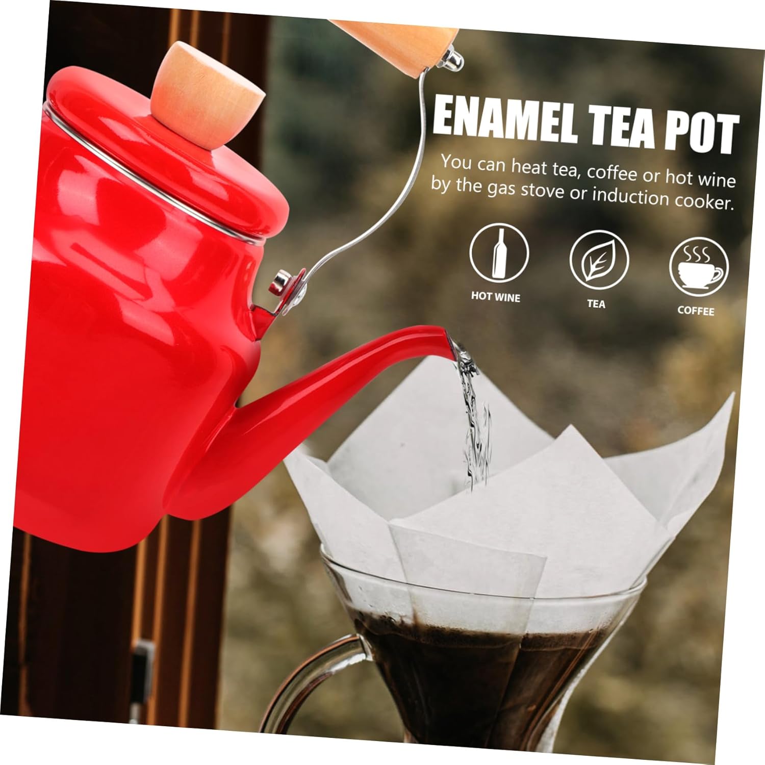 Olla de café esmaltada de acero inoxidable cafetera retro cafetera de acero inoxidable jarra de agua de acero inoxidable hervidor de agua de esmalte