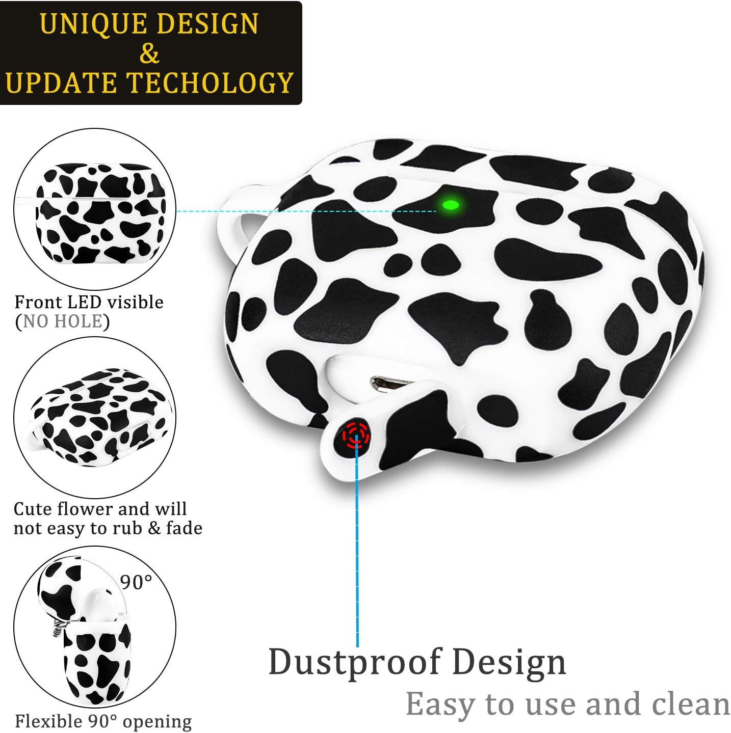 Funda para Airpods Pro de silicona suave 2019, funda para YOMPLOW funda flexible para Apple AirPod Pro, funda de carga con bonito estampado floral,