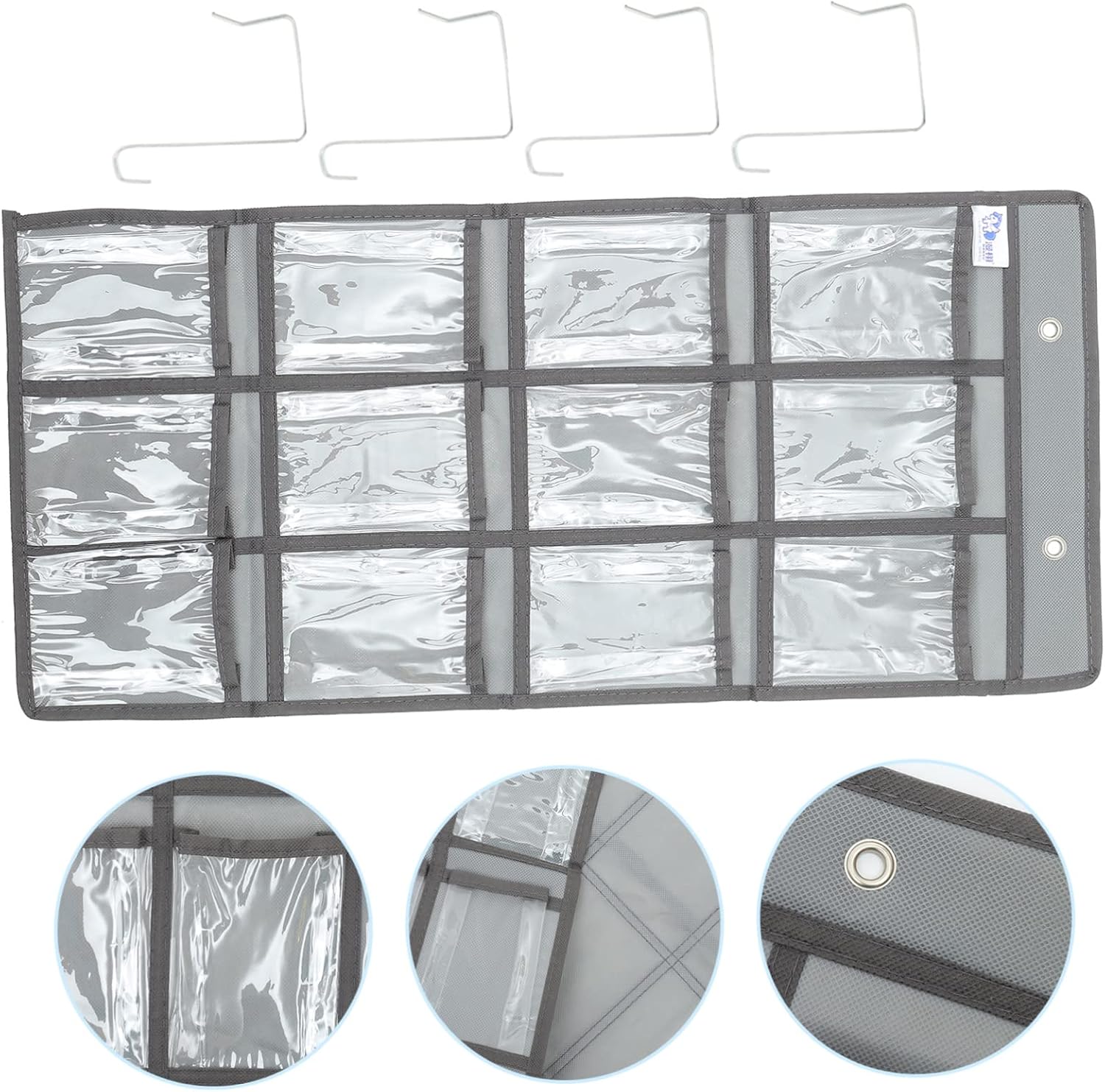 NUOBESTY Organizador de montaje en pared para joyas, bolsa de bolsillo, 3 piezas, 12 compartimentos, colgador de tarjetas, pendientes para niños,