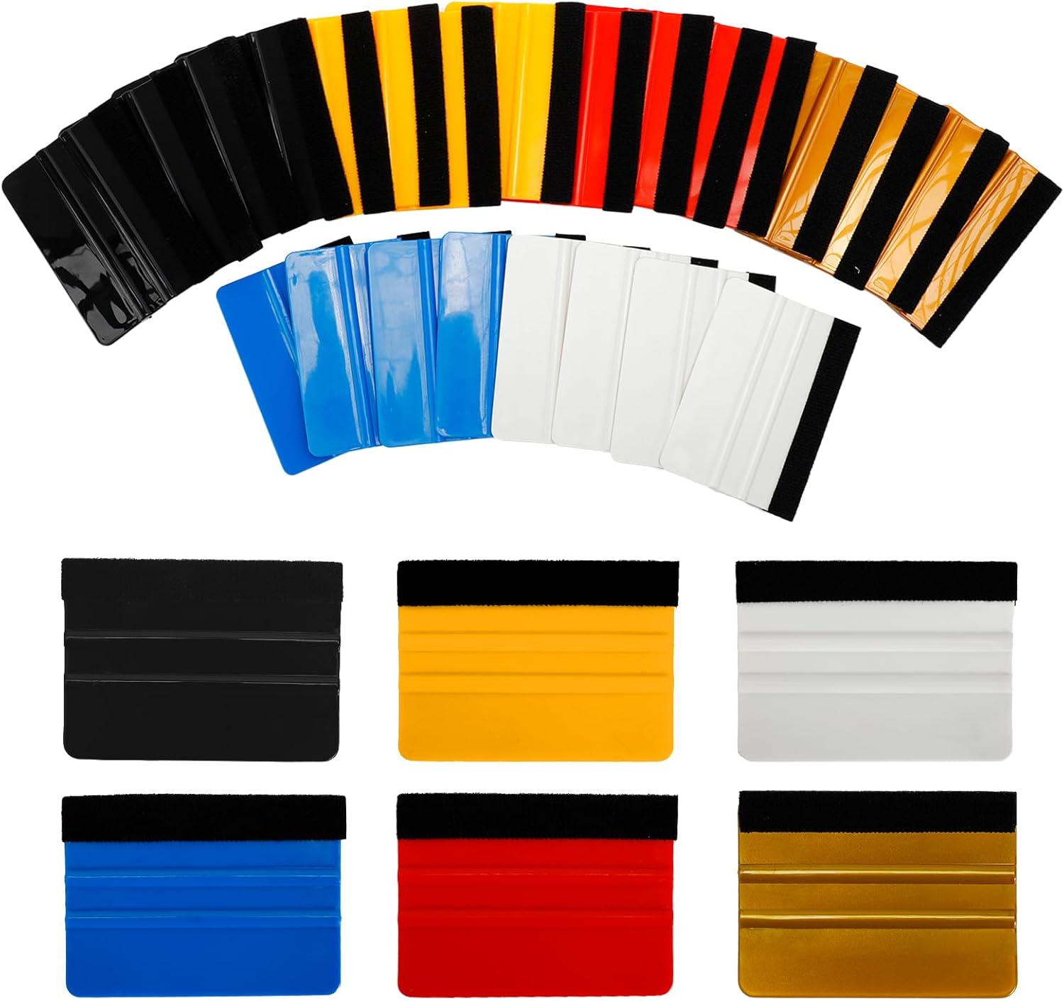 24 piezas de escobilla de vinilo para vinilo con borde de fieltro negro, escobilla de plástico para manualidades de vinilo y envoltura de automóvil