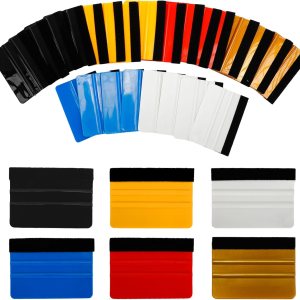 24 piezas de escobilla de vinilo para vinilo con borde de fieltro negro, escobilla de plástico para manualidades de vinilo y envoltura de automóvil 24 piezas de escobilla de vinilo para vinilo con borde de fieltro negro, escobilla de plástico para manualidades de vinilo y envoltura de automóvil