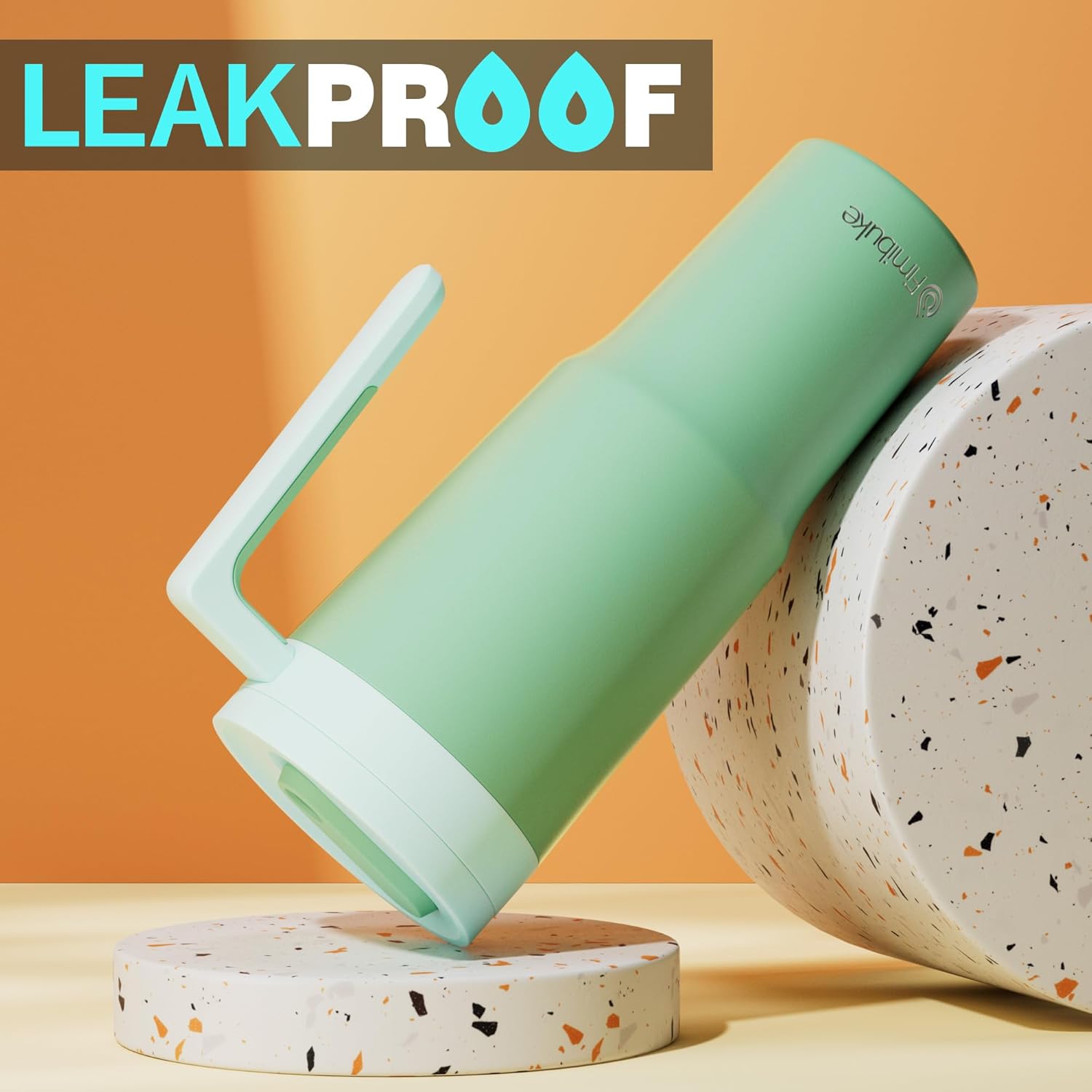 Fimibuke Vaso de 40 onzas con asa e infusor de frutas, taza aislada al vacío de acero inoxidable con tapa y pajilla, botella de infusión de agua,