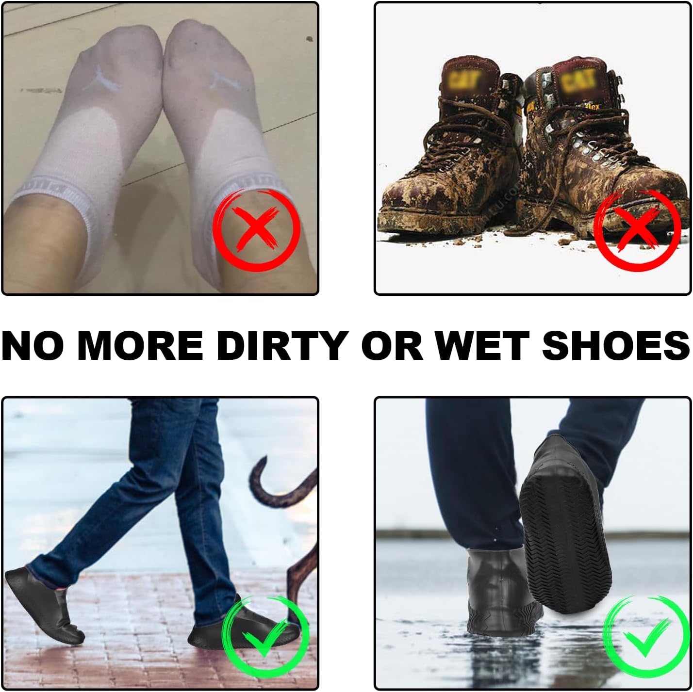 Fundas para zapatos, fundas impermeables para zapatos para lluvia, fundas de silicona reutilizables antideslizantes para zapatos, protectores de