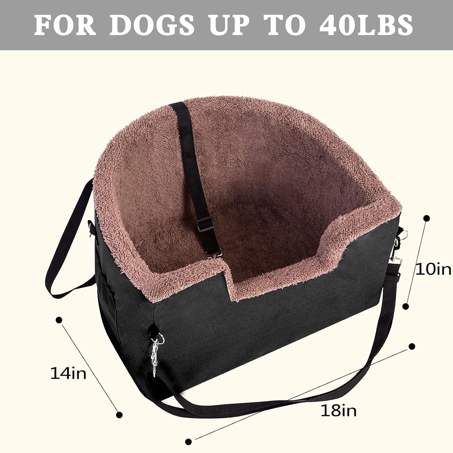 FAREYY Asiento elevador de perro elevado para perros pequeños, con bolsillo de almacenamiento y correa de seguridad con clip, asiento elevador de