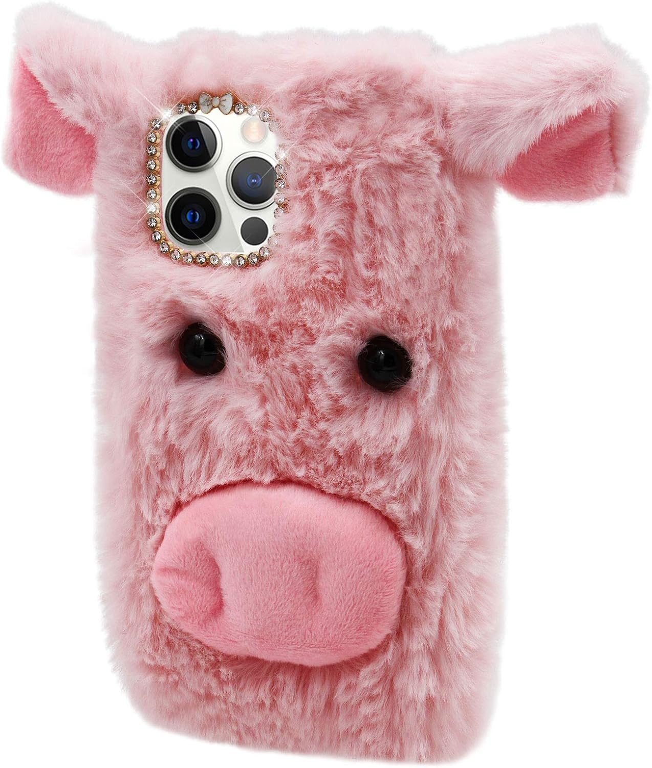 Funda de cerdo para Samsung Galaxy S20 FE, bonita funda protectora de peluche en 3D de dibujos animados de cerdito divertida y esponjosa, suave, de