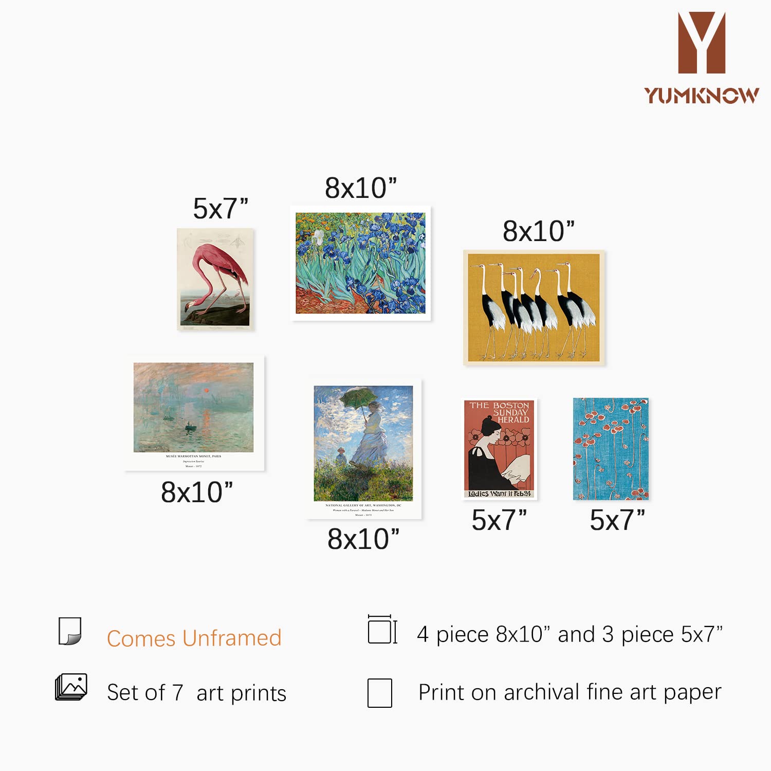 Eclectic Wall Art Decor – Maximalist Prints Room Decor – Modern Museum Pictures – Classic Monet Van Gogh Painting – Japanese Art Wall Decor –