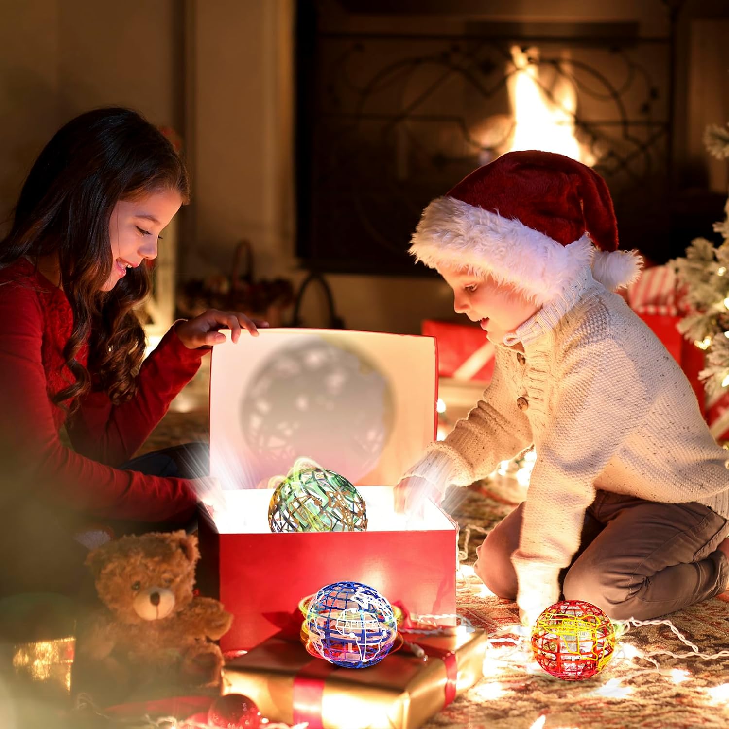 RIEYON Bola de orbe voladora 2023, más reciente actualización Hover Boomerang Ball 6 efectos de iluminación, juguetes geniales para niños,