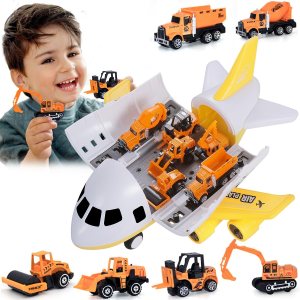 Gyori Juguetes de avión para niños pequeños de 3 a 5 años Juguete deformado de avión camión para niños con 6 piezas de coches de ingeniería de Gyori Juguetes de avión para niños pequeños de 3 a 5 años Juguete deformado de avión camión para niños con 6 piezas de coches de ingeniería de