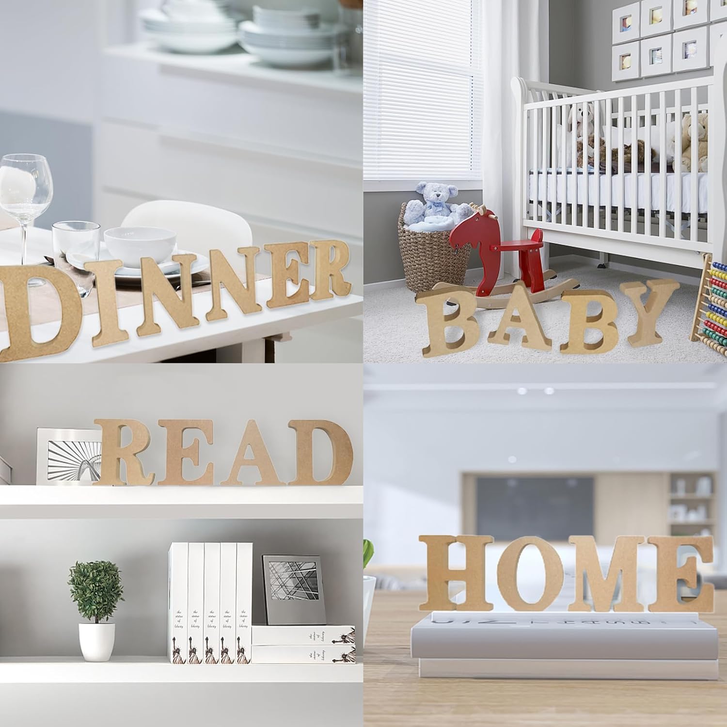 AOCEAN Letras de madera diseñables de 8 pulgadas, letras de madera sin terminar para decoración de pared, letras decorativas de pie, rebanadas,
