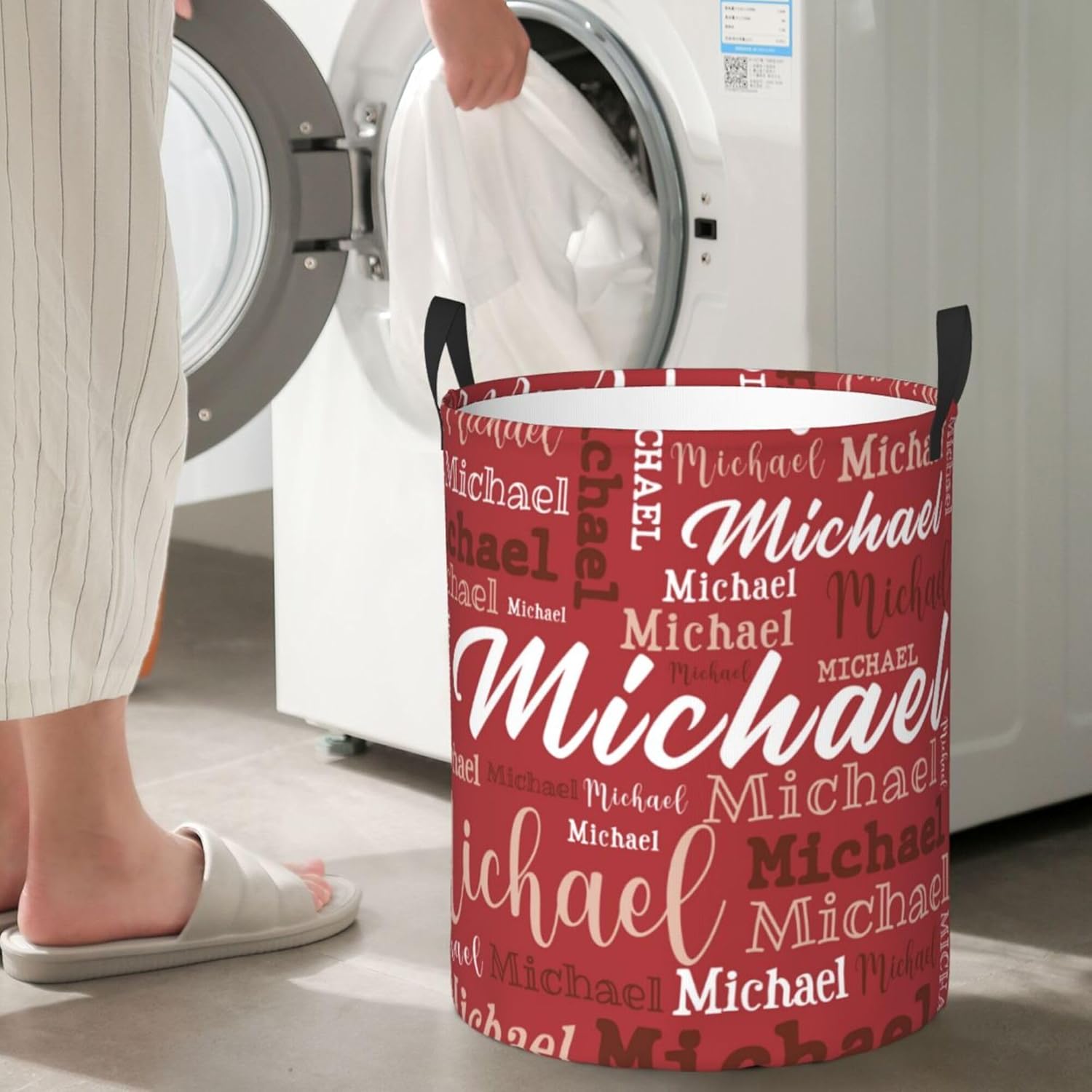 Cesta de lavandería con nombre personalizado, canasta impermeable personalizada con nombre, organizador de almacenamiento de ropa personalizado,