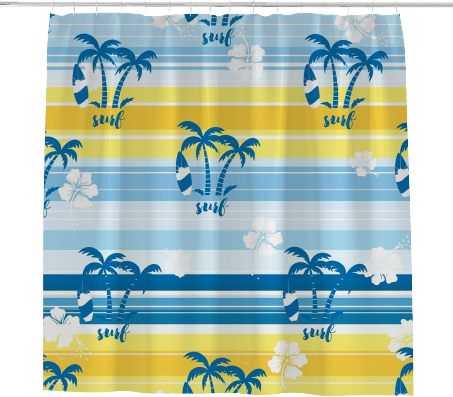 Shower Curtains for Bathroom Summer Mood Windsurf Plam Trees Waterproof Polyester Fabric Bathtub Shower Curtains with 12 Hooks Modern Machine