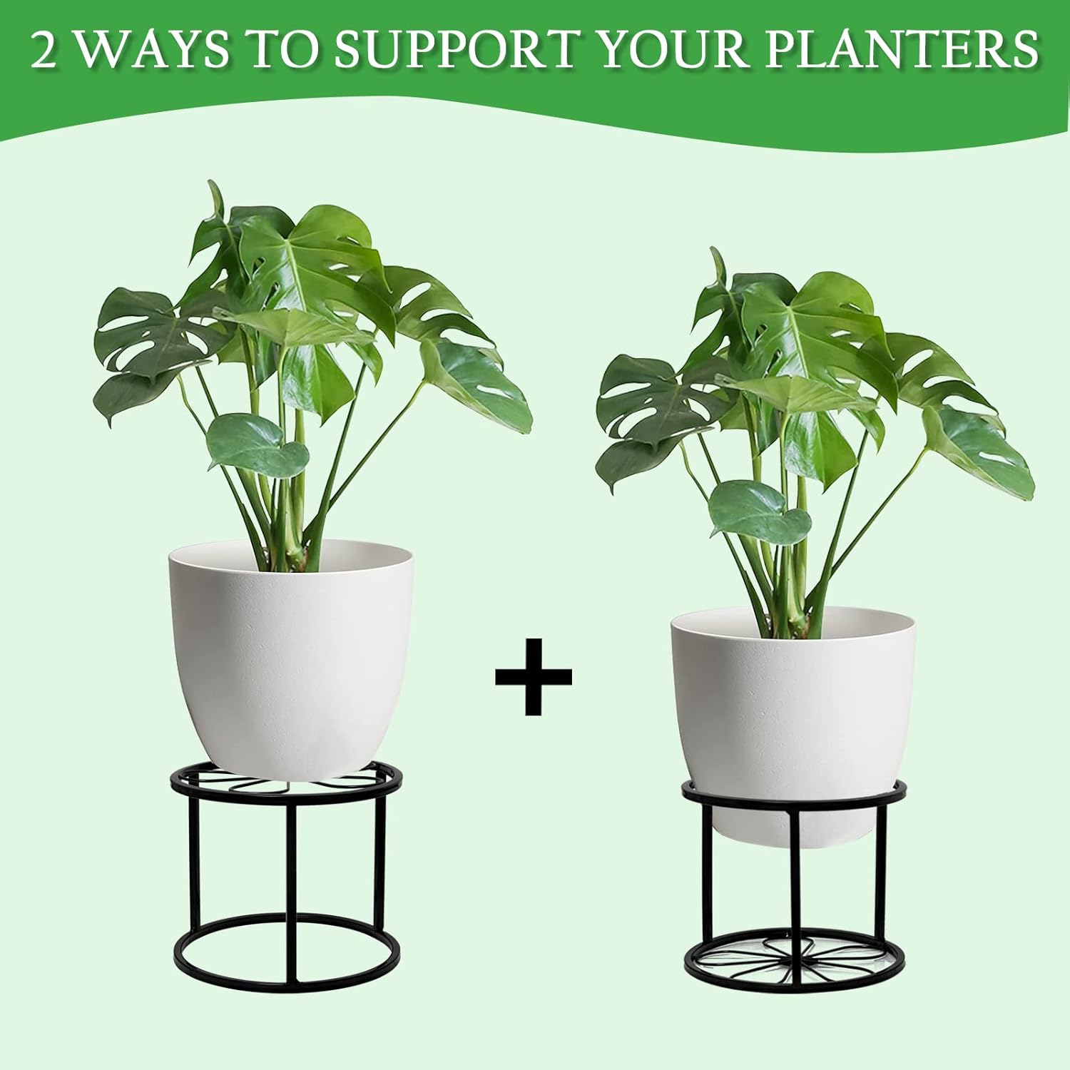 Soportes de metal para plantas para interiores y exteriores, paquete de 4 soportes para macetas para múltiples plantas, resistentes a la corrosión,