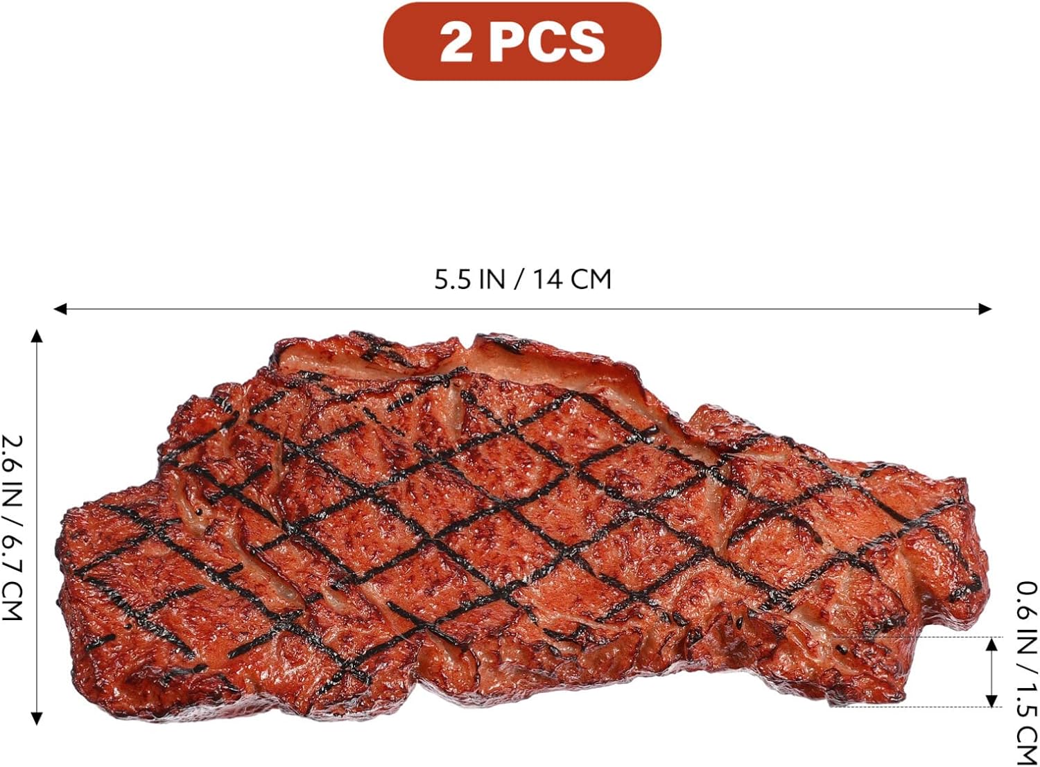 DOITOOL 2 piezas de comida de juego, filete falso artificial, filete de simulación de alimentos, modelo realista de carne asada cocida, filete de