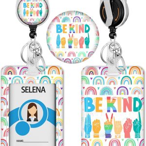 Soporte para insignia de arco iris, carrete retráctil, soporte para tarjetas de identificación Be Kind, clip retráctil resistente, tarjeta de Soporte para insignia de arco iris, carrete retráctil, soporte para tarjetas de identificación Be Kind, clip retráctil resistente, tarjeta de