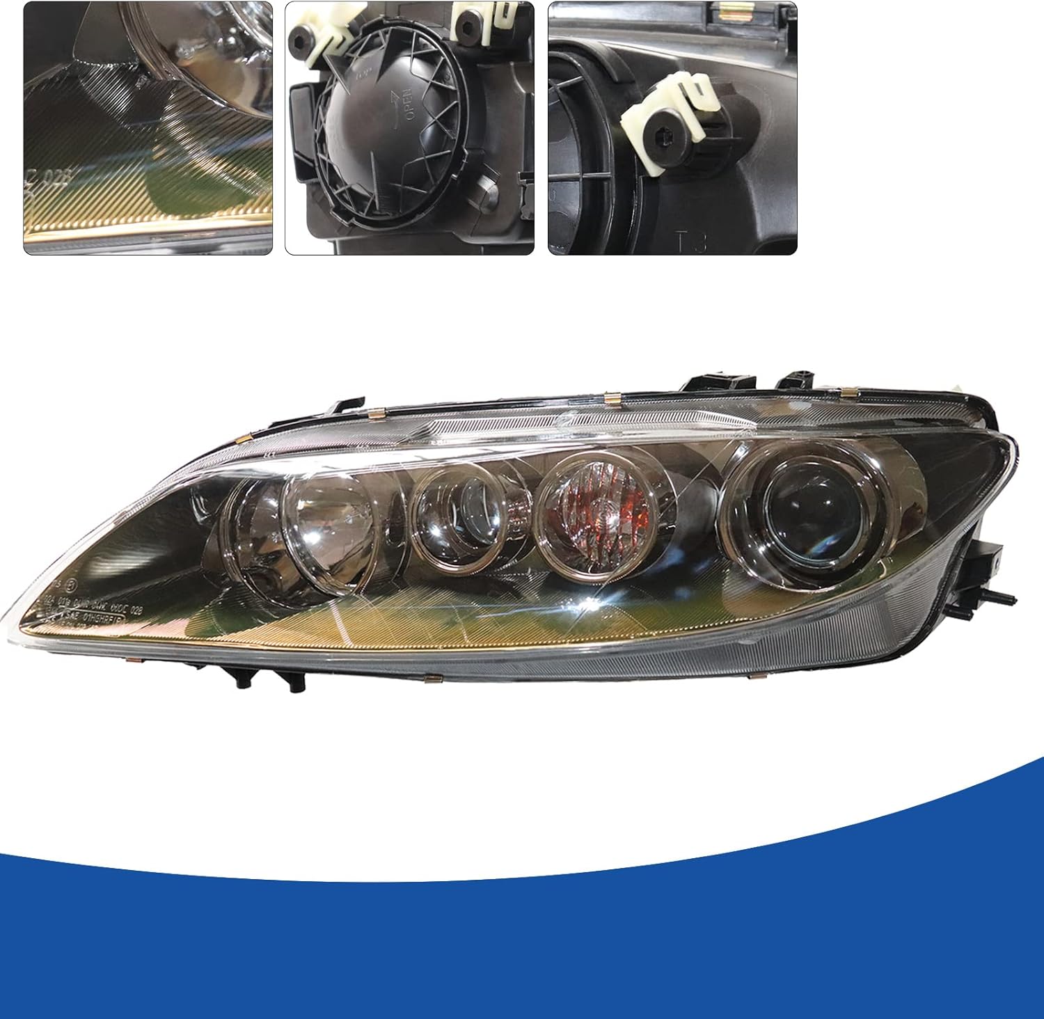 TBVECHI Para 2006 2007 2008Mazda 6 Conjunto de faros delanteros halógenos Reemplazo del lado izquierdo del conductor, lente transparente de carcasa