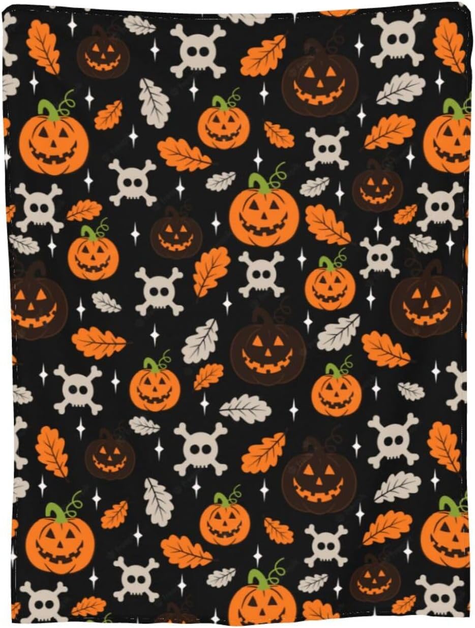 Manta de microforro polar ultrasuave para Halloween, ligera, mullida y cálida, manta de franela de Halloween para sofá, cama, sala de estar, 50 x 40