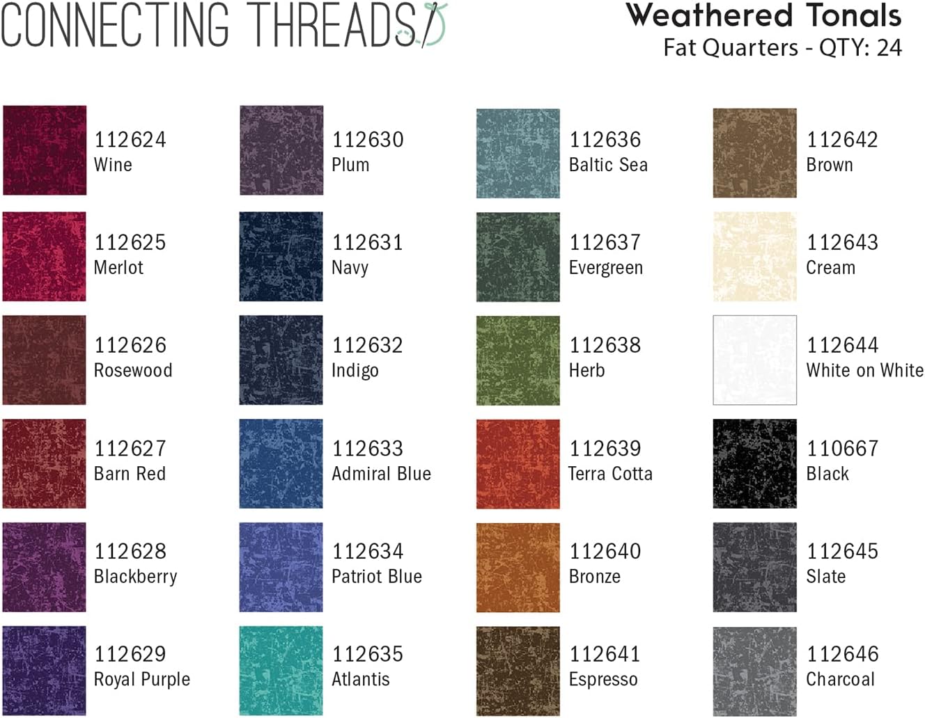 Connecting Threads Blender Collection – Paquete de 24 piezas precortadas de 18 x 22 pulgadas, 100% algodón, paquete de tela de acolchado Fat Quarter