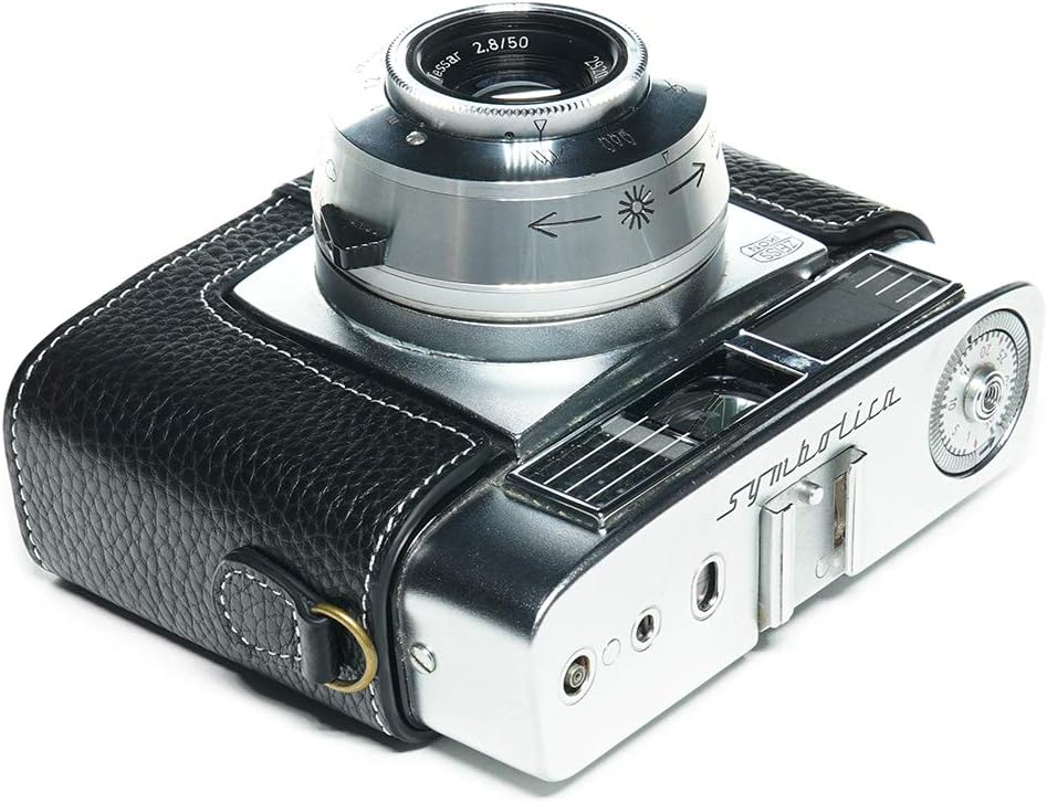 Hecho a mano cuero auténtico medio cámara caso bolsa cubierta para ZEISS IKON Symbolica película cámara color negro