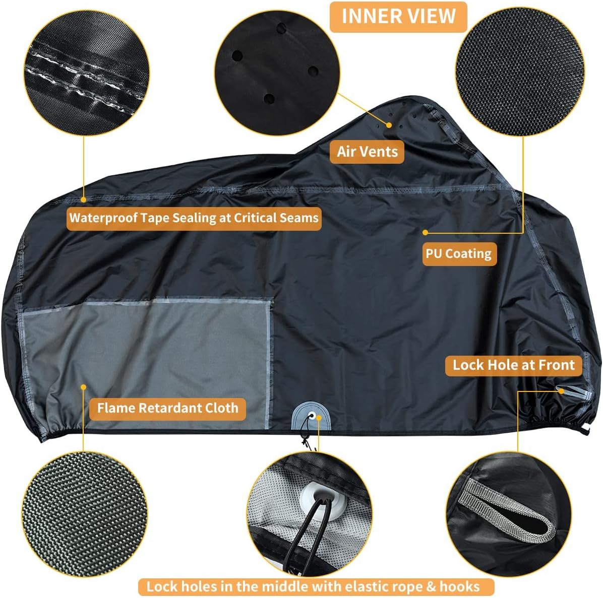 Funda para motocicleta impermeable para exteriores, 104 pulgadas de largo, protección universal para todas las estaciones, fundas para scooter