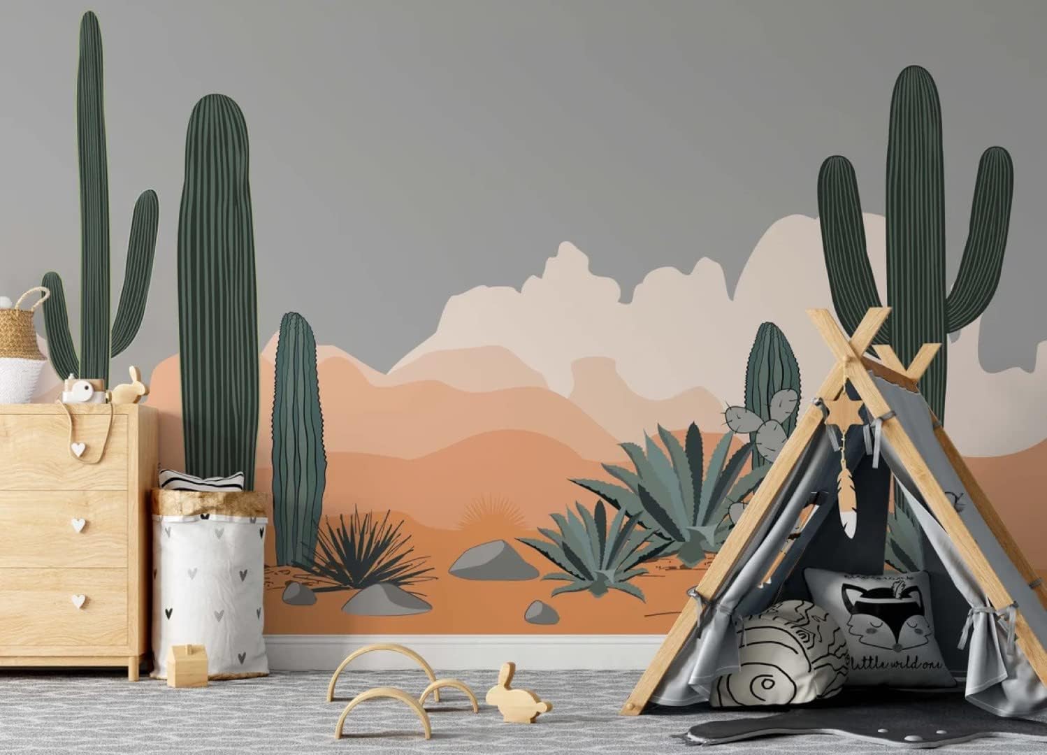 COCODECO Papel tapiz removible de agave del desierto y montañas de cactus saguaro para despegar y pegar, 100 pulgadas de alto x 150 pulgadas de ancho