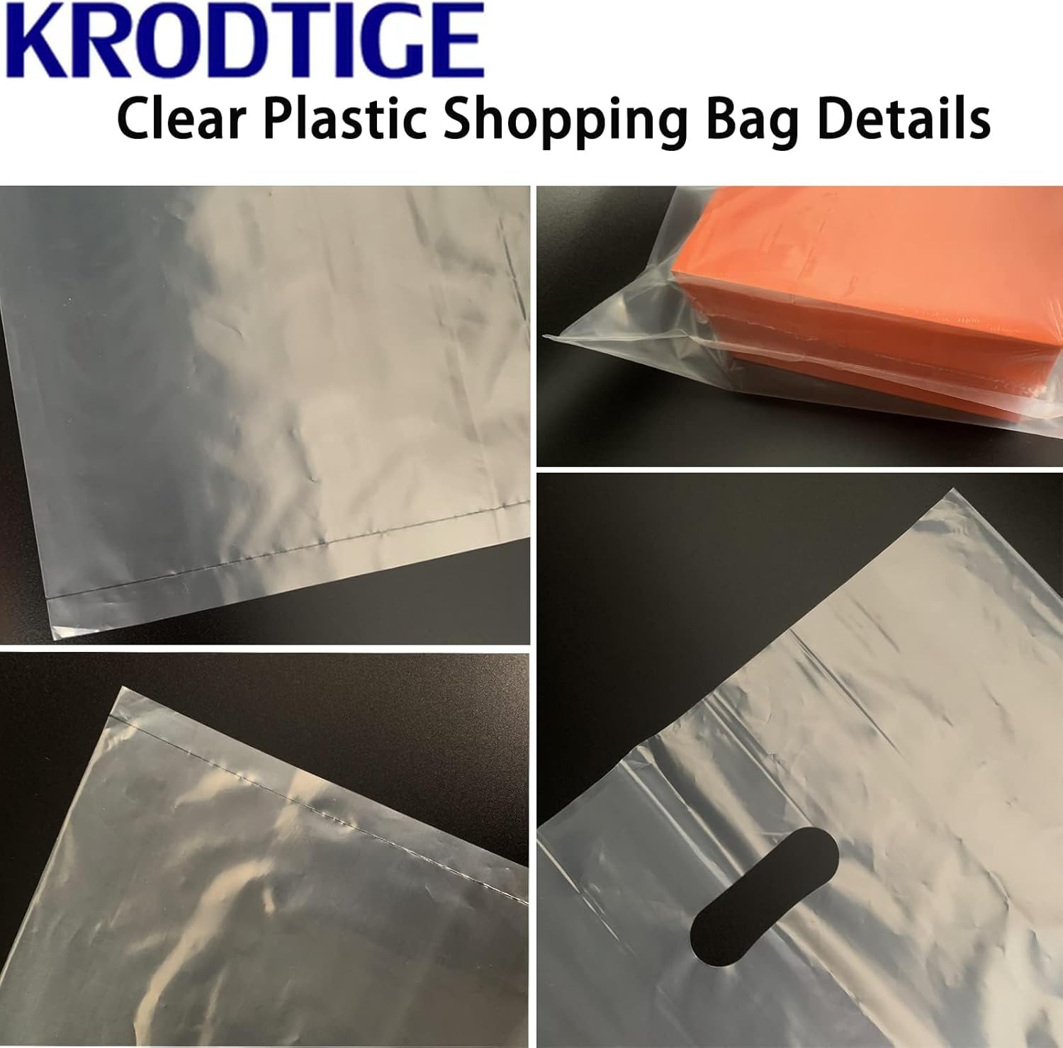 Paquete de 50 bolsas de plástico transparente extra grandes de 26 x 26 pulgadas con asas, feria comercial, recuerdos de fiesta y múltiples ocasiones