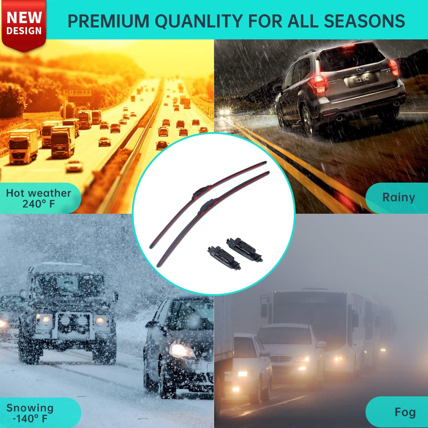 Escobillas para limpiaparabrisas de 16 + 16 pulgadas, repelente al agua, paquete combinado 1 para 5 unidades para Ford, Toyota, Honda, GMC Sierra,