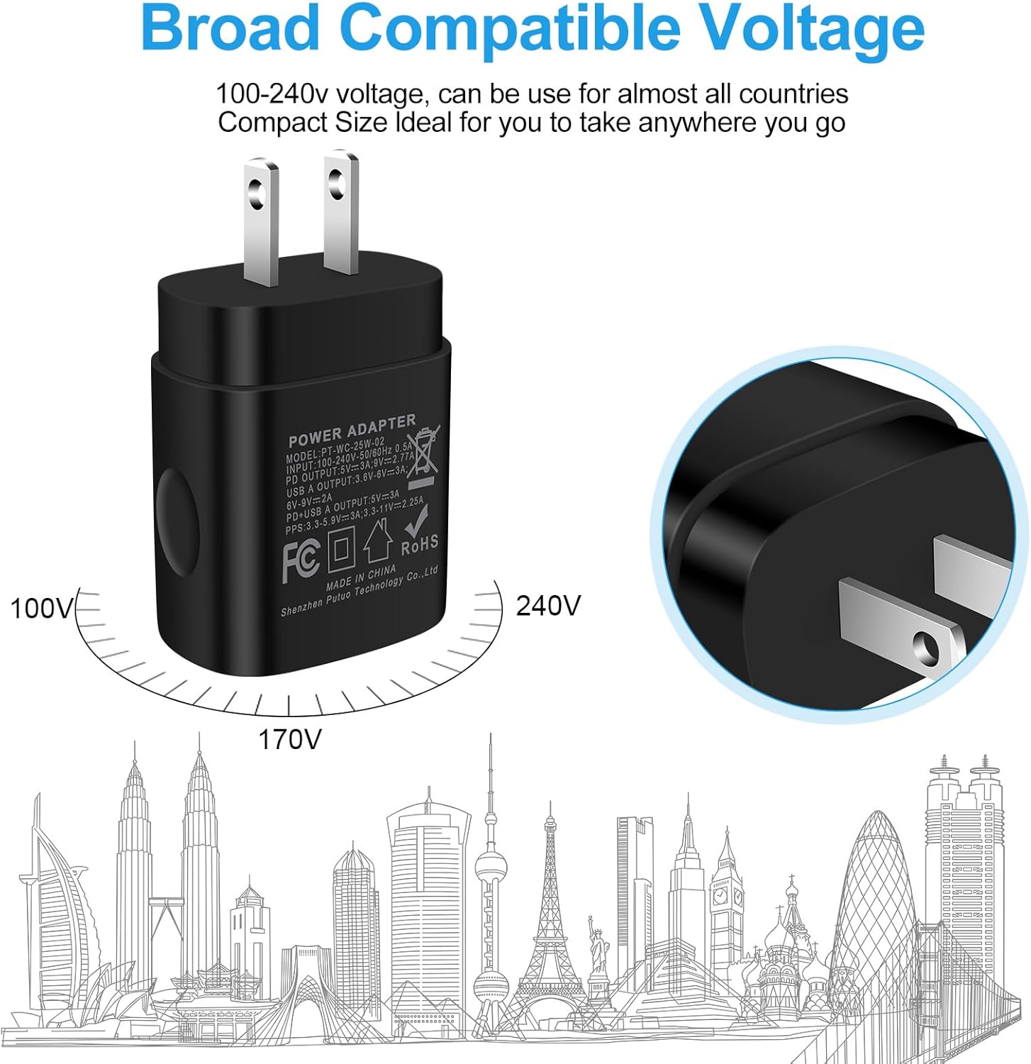 Cargador súper rápido de 25 W tipo C de doble puerto Samsung bloque de carga rápida para Galaxy S24Z Flip 5A15A14 5GA54A13A25A23S23S23 UltraZ Fold