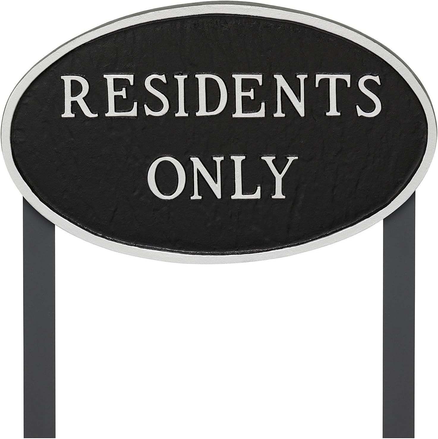 Placa ovalada de metal fundido con texto en inglés “Residents Only” – Placa de exhibición de pared o césped – Letrero de complejo de apartamentos –