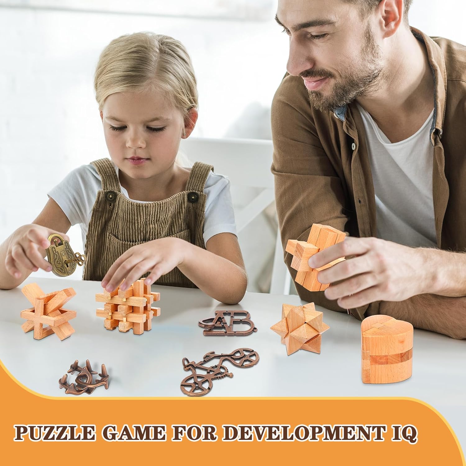 Liliful Paquete de 12 rompecabezas de madera para el cerebro para niños, niñas y adultos, desbloqueo 3D, rompecabezas de madera, rompecabezas de