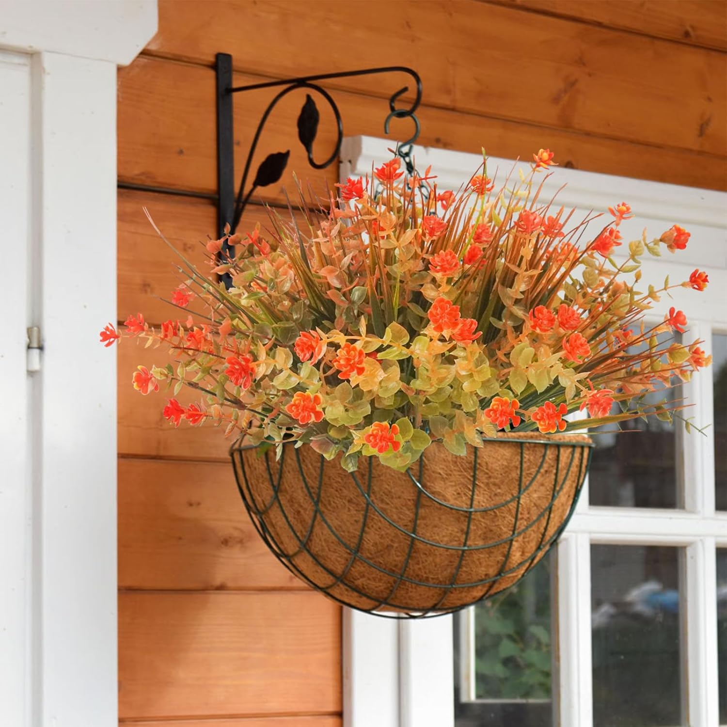 Succwoah 20 piezas de flores artificiales de otoño para exteriores, resistentes a los rayos UV, flores de plástico que no se decoloran, plantas