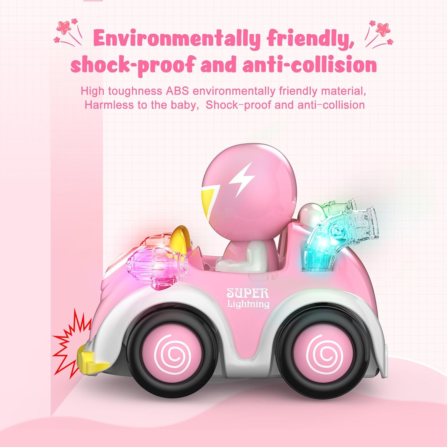 NQD Coches de control remoto para niños pequeños de 1, 2, 3, 4, 5, 6 años, niños pequeños, niños pequeños, juguetes de carreras de dibujos animados