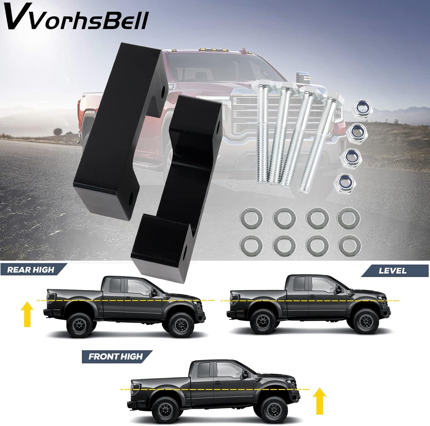 VVORHSBELL Kit de elevación de nivelación de 2.5 pulgadas compatible con GMC Sierra GM 1500 2007-2019Chevy 2007-2021Silverado1500Yukon XL 1500