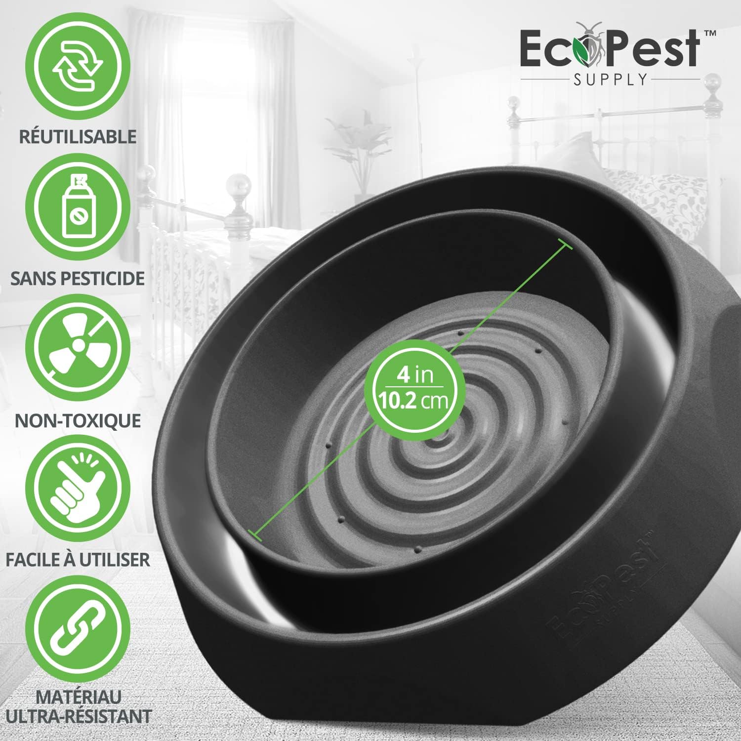 ECOPEST Interceptores de chinches de cama  Paquete de 12  Trampas interceptoras para bloqueadores de chinches (Pro)  Trampa de insectos, monitor y
