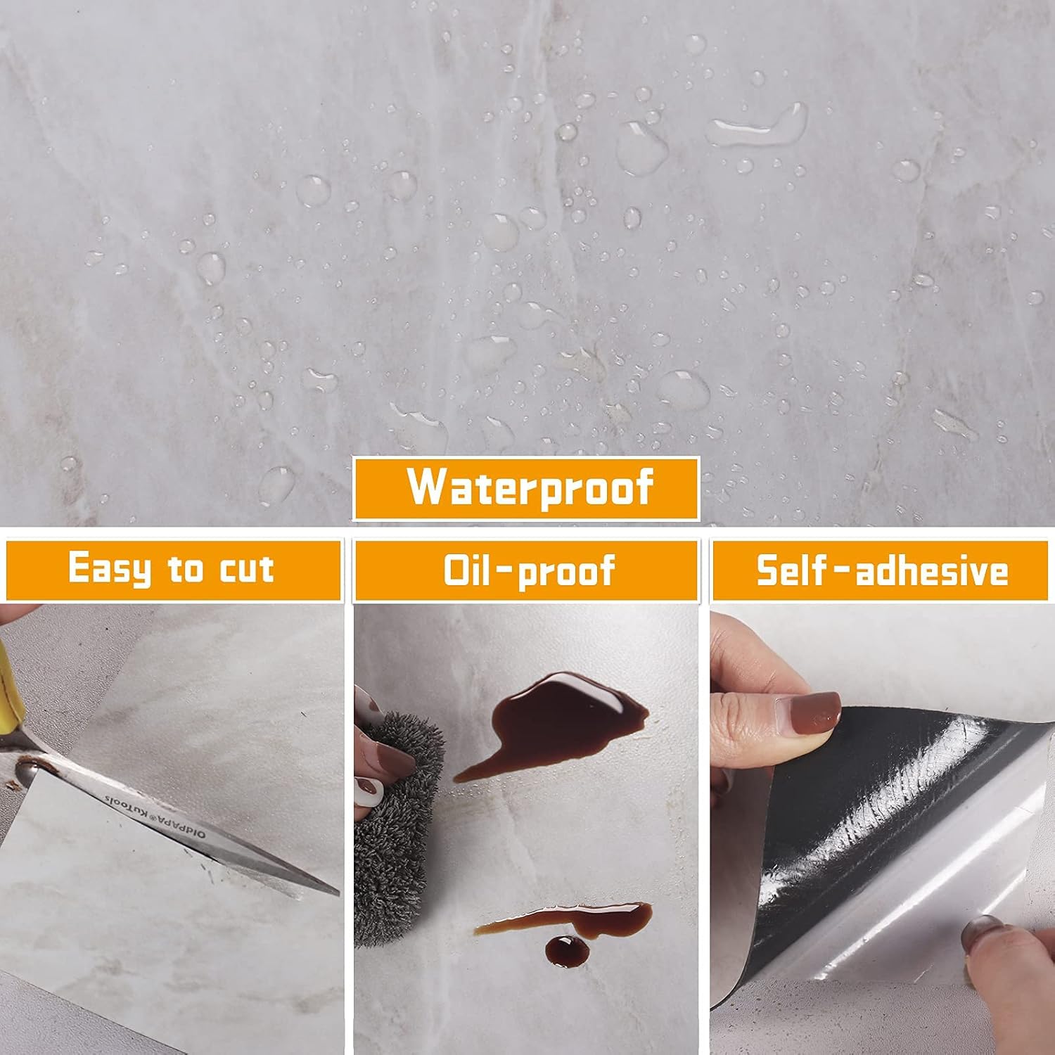 CHICHOME Azulejos de piso de 12 x 12 pulgadas para despegar y pegar, azulejos de vinilo de mármol gris impermeables, extraíbles y autoadhesivos,