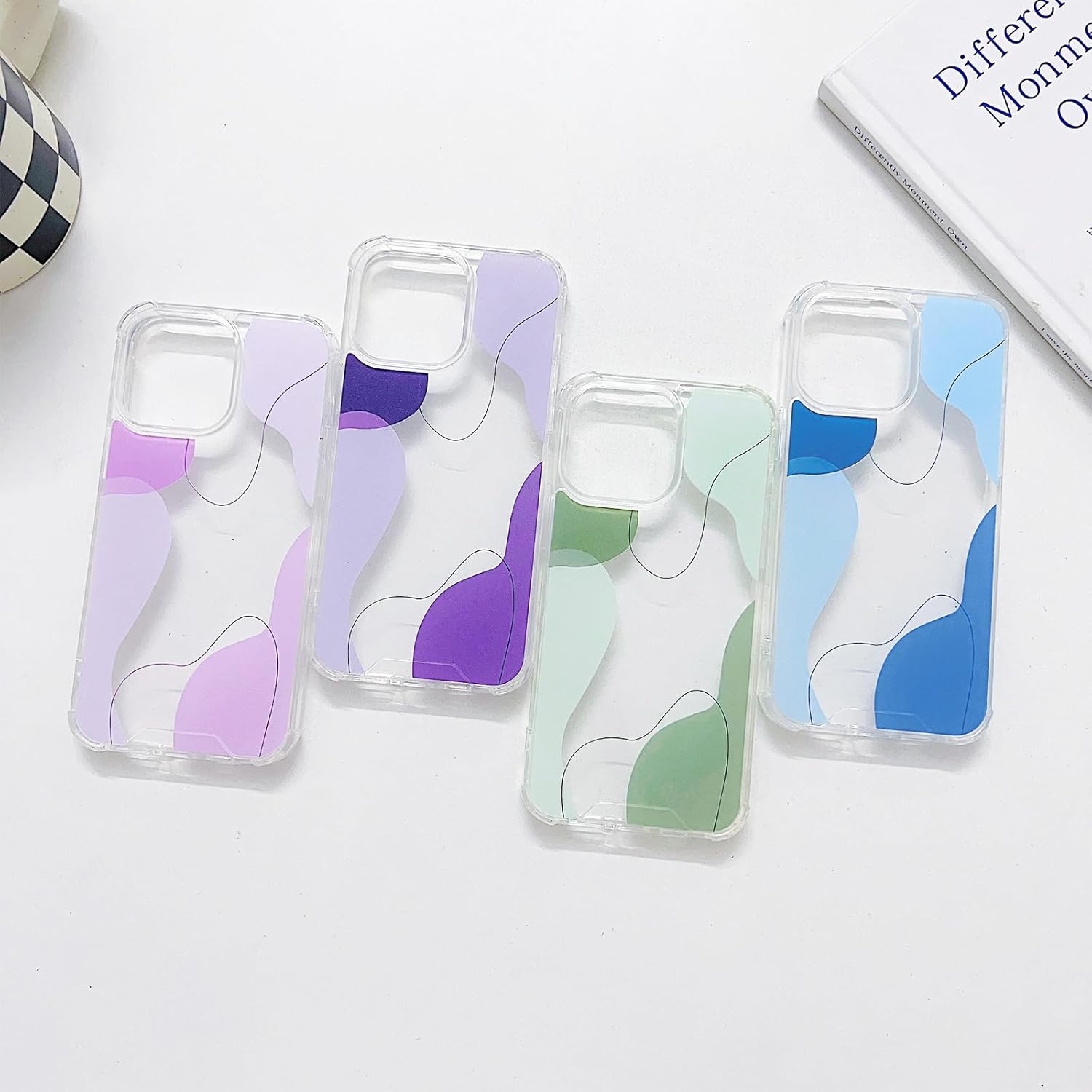 Diseñada para iPhone 14 Pro Max, bonito patrón ondulado de corazón pintado para mujeres y hombres, borde de TPU suave, protección trasera de